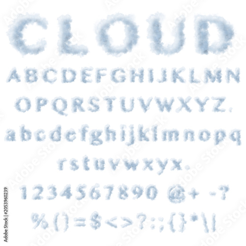 Cloud alphabet PNG font