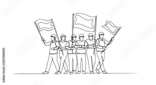 Bild auf Leinwand Protestors with Flags
