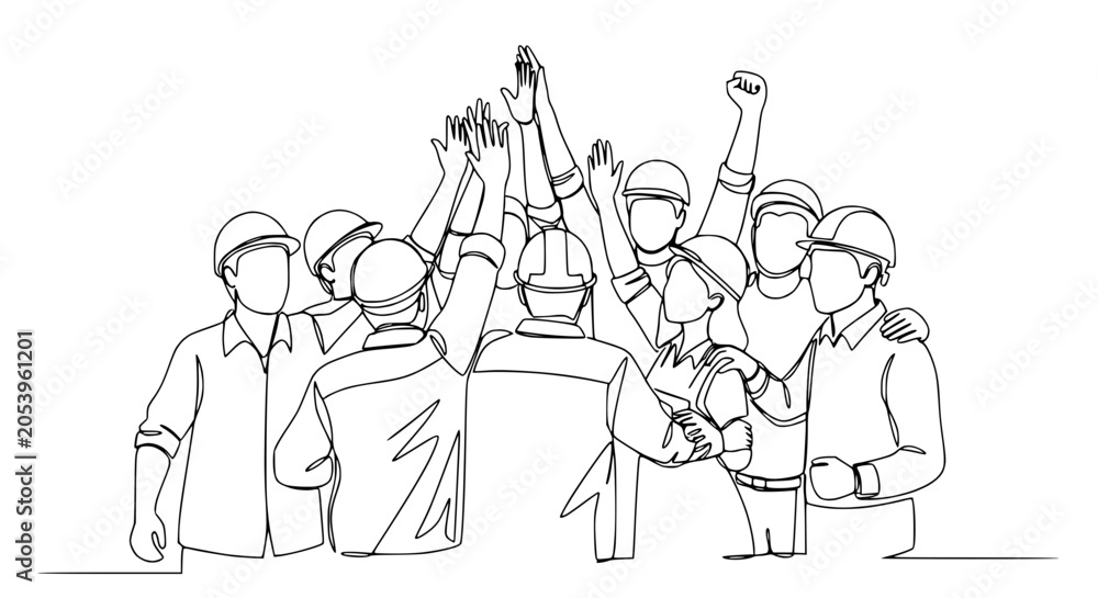 Obraz premium Construction Team High Five Unity