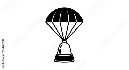 Billede på lærred Parachute with harness descending slowly.