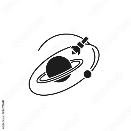 Saturn Planet with Ring System Icon.