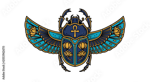 Scarab Beetle with Spread Wings Symbol.