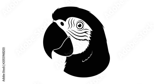 Fotografie Black and white parrot head illustration.