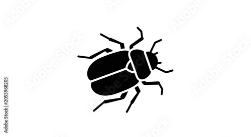 Black beetle insect side view.