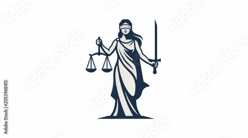 Professional Lady Justice Vector Illustration Scales Sword Blindfolded Symbol Legal Law Commercial Use