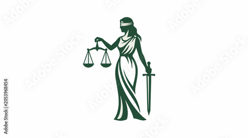 Fotografía Professional Lady Justice Vector Illustration Blindfolded Scales Sword For Comme