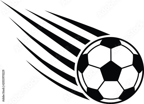 Soccer ball with motion speed lines isolated on white background