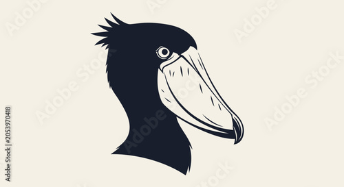 Fotografie Spoon billed bird head profile view.