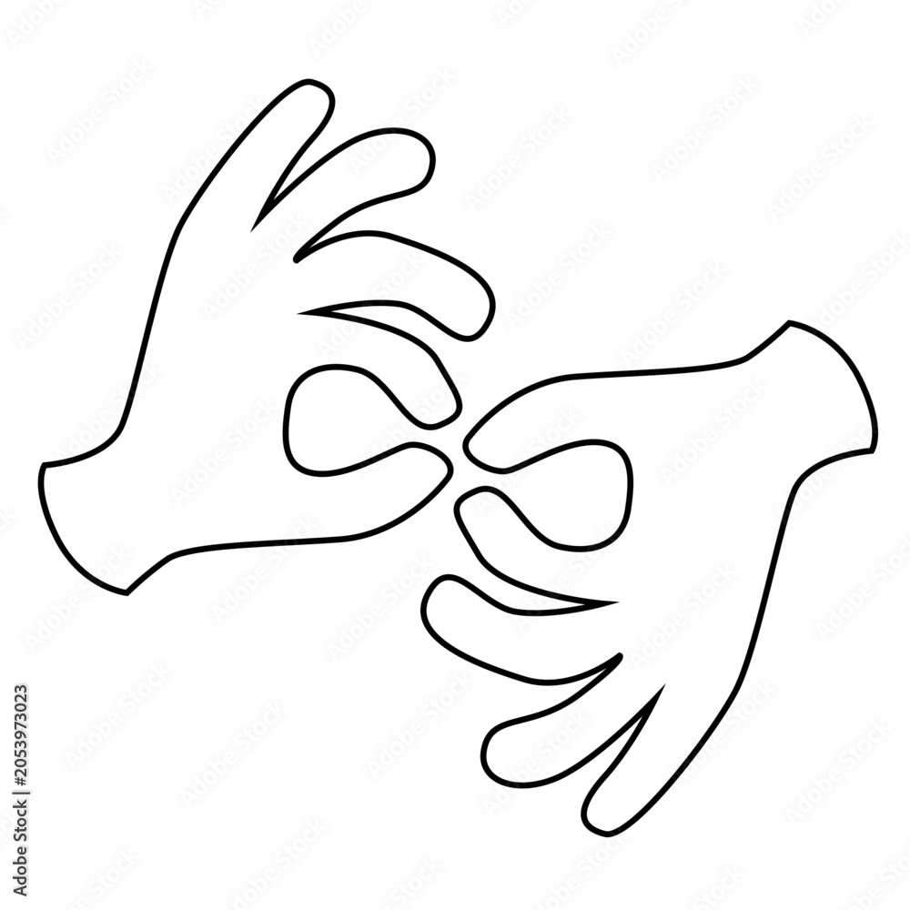 Fototapeta premium Hand finger gesture two pair stroke