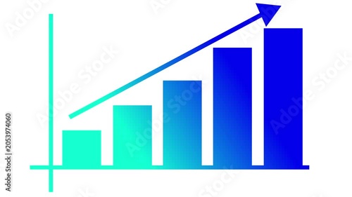 Ascending bar chart with five bars and upward arrow animation