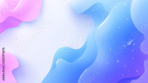 Smooth, flowing, colorful shapes create an abstract background design with subtle moisture droplets