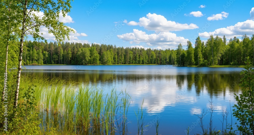 Fototapeta premium Finland lake scape at summer 