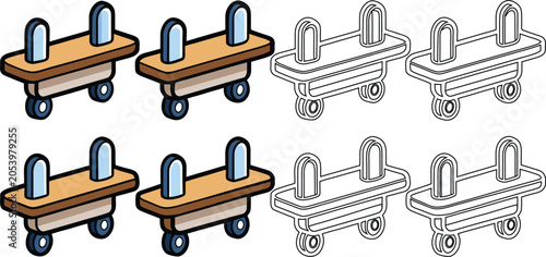 Fotografía trolley, hand truck, cart, dolly, logistics, productivity stickers, icon set,