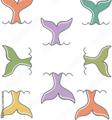 Cute Whale Tail Vector Illustration