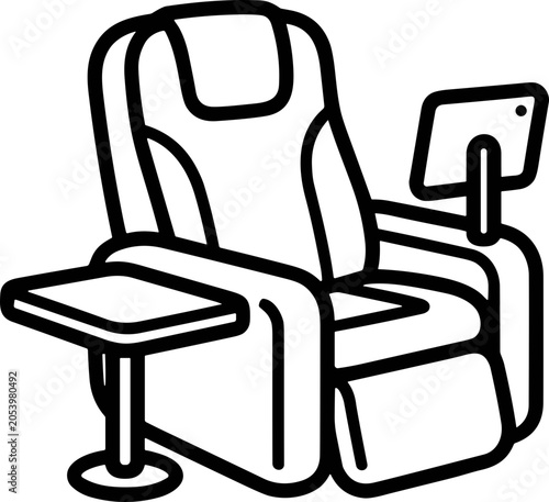Cuadro en lienzo Comfortable recliner chair with side table and touchscreen display, illustration