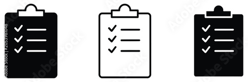 Fotografija Clipboard icons with checkmarks in black and white for business and design use