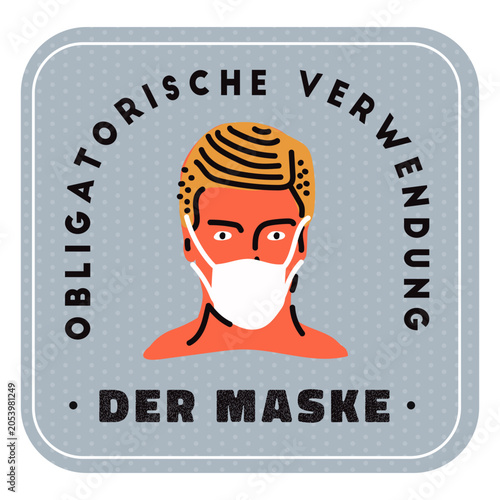 Canvas Print Obligatory face mask german badge
