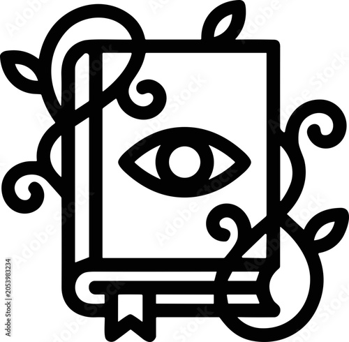 Photos Mystical Tome Icon with Eye Symbol and Vine Embellishments
