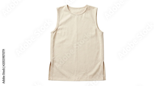 Konstfotografi Plain beige linen sleeveless tank top