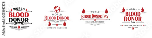 Vector text about World Blood Donor Day. Vector, illustration, minimalist, flat, icon, icon set