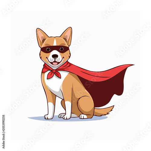 Cartoon superhero corgi dog illustration