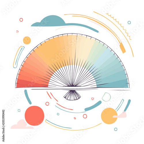 Fan Illustration in Flat Design Style
