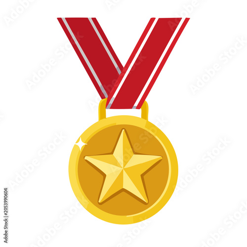 Gold Medal with Star Vector Illustration