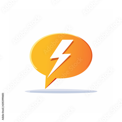 Lightning Bolt Icon in Orange Bubble