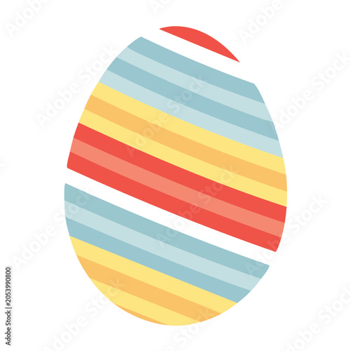Striped Egg Flat Design Vector