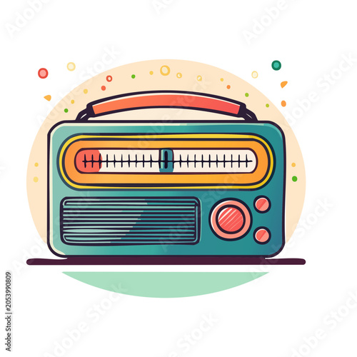 Vintage Radio Cartoon Vector Illustration