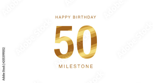 Elegant Gold 50th Birthday Celebration Greeting Card Design with Metallic Textured Typography on a Minimalist White Background
