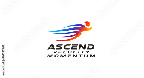 Abstract dynamic human figure in motion representing speed and energy for professional business branding and performance growth concepts