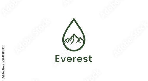 Minimalist Mountain Peak Inside a Water Droplet Icon for Nature Conservation and Eco Friendly Environmental Branding Identity