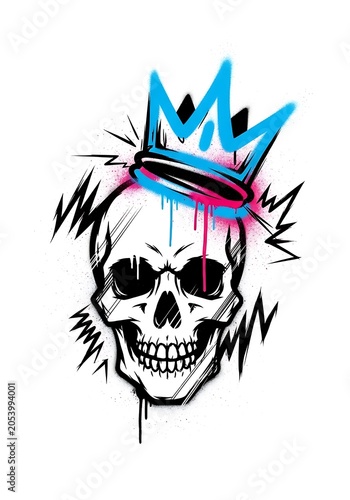 Skull with Crown - A Bold and Edgy Street Art Illustration.