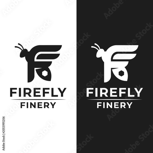 Photos Firefly Finery Logo Design Insect Wing Abstract Letter F.