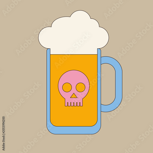 Colorful Beer Glass with Skull Concept