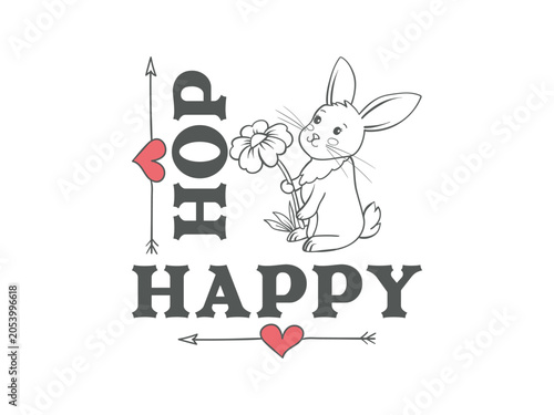 Hop Happy Easter Rabbit Graphic Tee Spring Bunny Gift Shirt