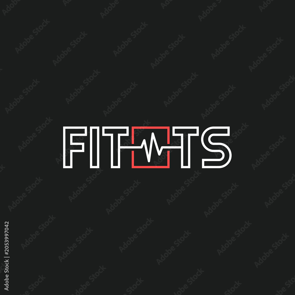 Fototapeta premium FITTS Logo Design with Heartbeat Pulse Line Graphic