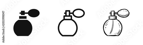 Bild auf Leinwand Perfume Bottle Icon Set for Beauty and Fragrance Design