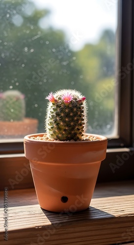 Blooming Cactus in Sunlight - A Touch of Desert Beauty.