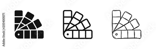 Foto Color palette and swatch icon set in solid outline and hand drawn styles for des