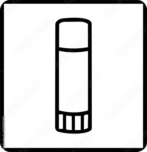 Black and white outline icon of a cylindrical stick, resembling lip balm or a glue stick.