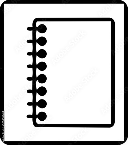 A simple black and white icon depicting a spiral-bound notebook with blank pages, often used for notes or sketches.