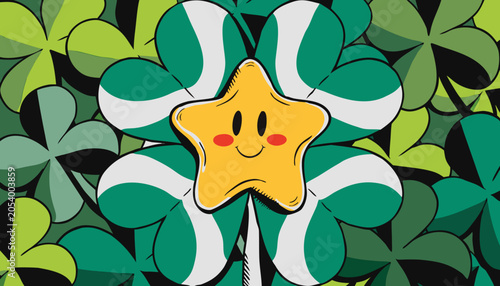 Photography Clover, shamrock, star, smiling face, green, lucky, vector icons, illustrations, 40 clover leaf, St