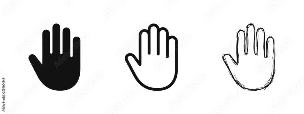Fototapeta premium Human Hand Open Palm and Stop Gesture Icons