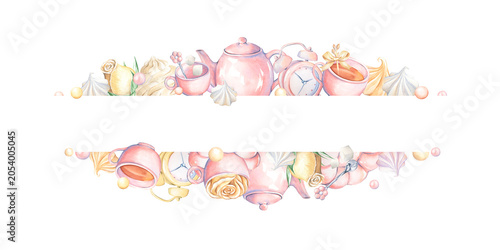 Foto Watercolor template for tea-themed text