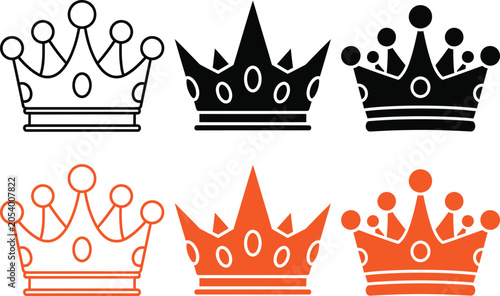 Schilderij op canvas royal crowns in different colors and styles