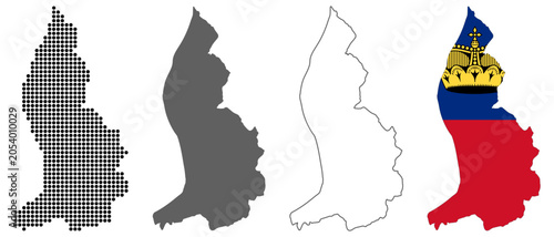 Photos Liechtenstein country map vector set with dotted pattern solid silhouette outlin
