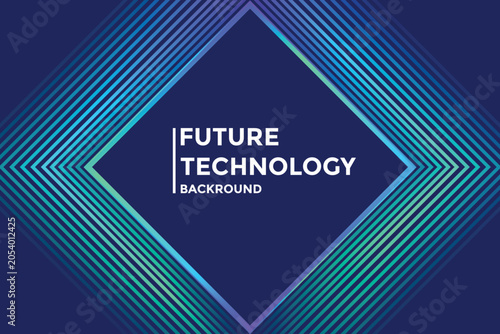 Abstract Future Technology Background with Concentric Neon Diamond Frames