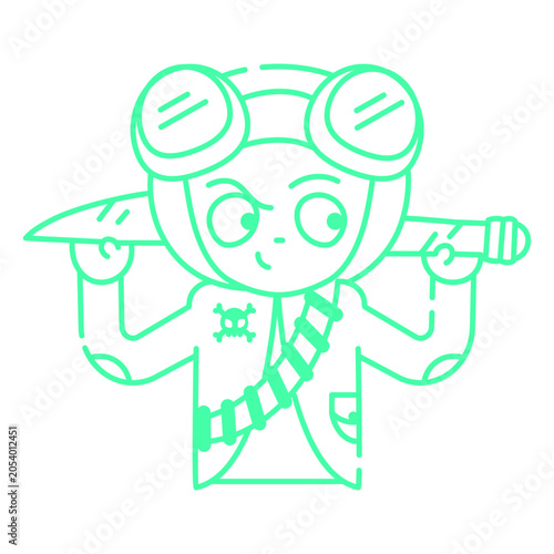 Bilde på lerret Man with aviator goggles and a knife